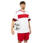 JAKO Sport-Tshirt Club 92 Trikot (V-Ausschnitt, Retro-Charme, Oversize-Schnitt) kurzarm weiss/rot Herren