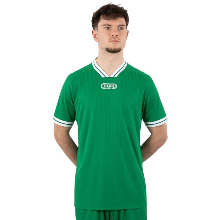 JAKO Sport-Tshirt Retro Trikot (V-Ausschnitt, atmungsaktiv) kurzarm grün/weiss Herren