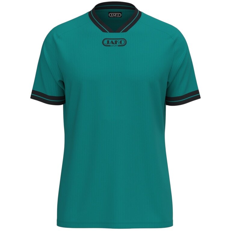 JAKO Sport-Tshirt Retro Trikot (V-Ausschnitt, atmungsaktiv) kurzarm türkisblau Herren