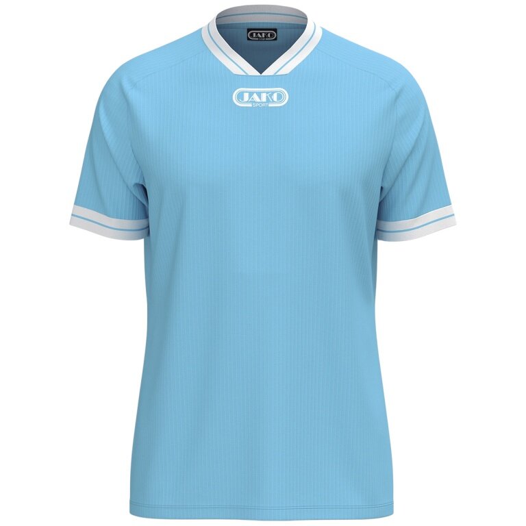 JAKO Sport-Tshirt Retro Trikot (V-Ausschnitt, atmungsaktiv) kurzarm hellblau/weiss Herren