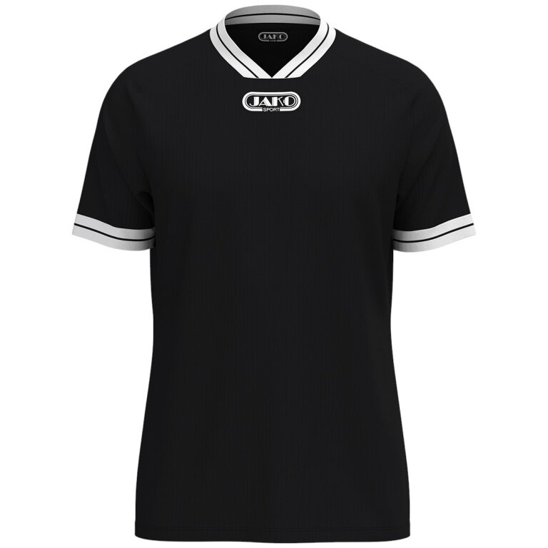 JAKO Sport-Tshirt Retro Trikot (V-Ausschnitt, atmungsaktiv) kurzarm schwarz/weiss Herren
