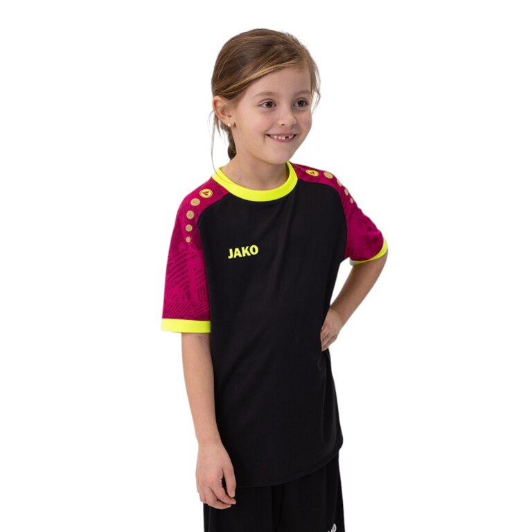 JAKO Sport-Tshirt Trikot Iconic (Polyester-Interlock) schwarz/pink/gelb Kinder