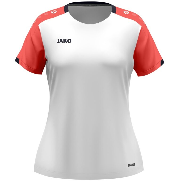 JAKO Sport-Shirt Dynamic (100% rec.Polyester) weiss/coralrot/marineblau Damen