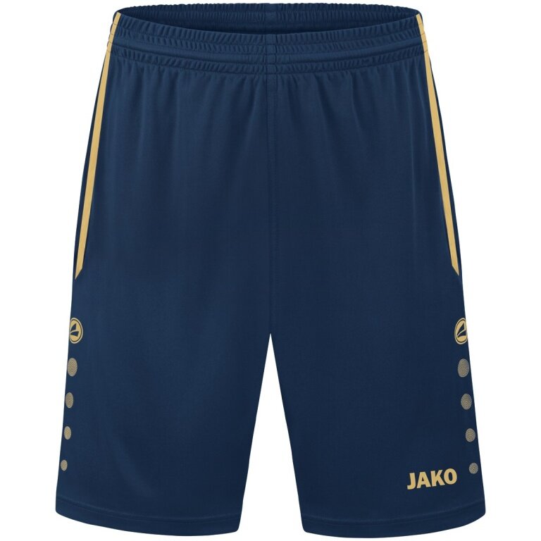 JAKO Sporthose Short Allround (Polyester-Interlock, ohne Innenslip) kurz navyblau/gold Jungen
