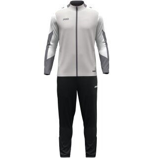 JAKO Trainingsanzug Polyester Dynamic (Jacke und Hose, sportiver Schnitt) hellgrau/weiss/grau Kinder