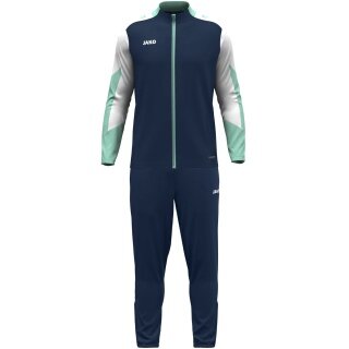 JAKO Trainingsanzug Polyester Dynamic (Jacke und Hose, sportiver Schnitt) marineblau/weiss/mintgrün Kinder