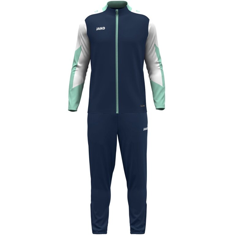 JAKO Trainingsanzug Polyester Dynamic (Jacke und Hose, sportiver Schnitt) marineblau/weiss/mintgrün Kinder