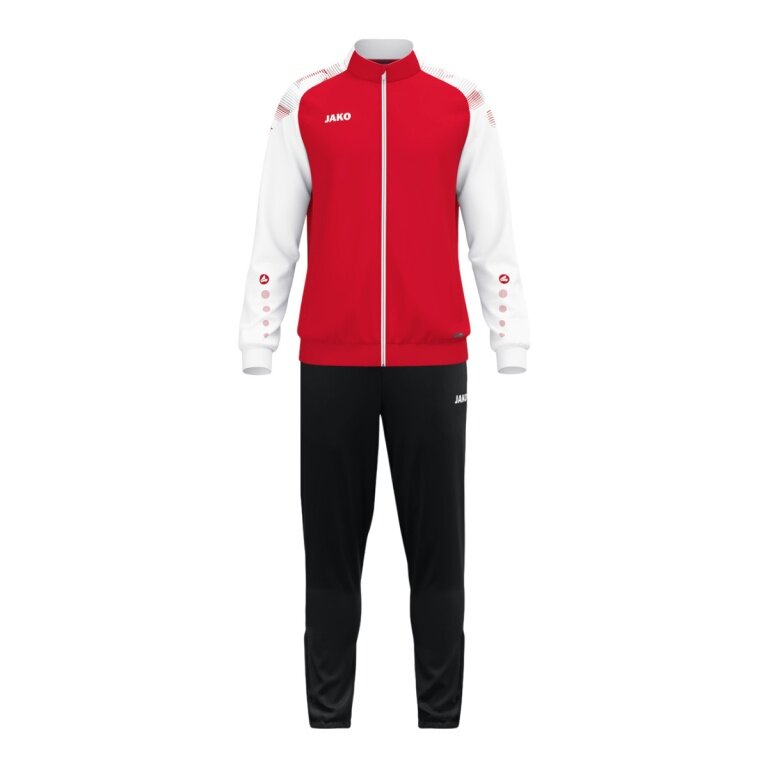 JAKO Trainingsanzug (Polyesteranzug) Sonic - 100% rec. Polyester - rot/weiss/schwarz Herren