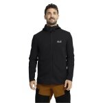 Jack Wolfskin Fleecejacke Ridge Hike Hooded Full Zip (mit Kapuze, atmungsaktiv) schwarz Herren