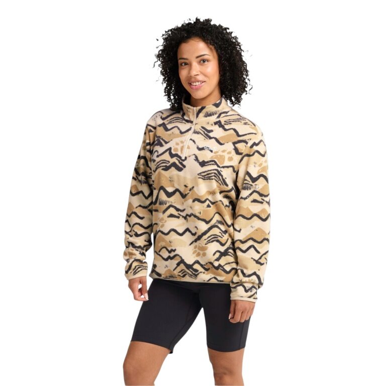Jack Wolfskin Fleecepullover Paw Era 100 Print Half-Zip braun/beige Damen