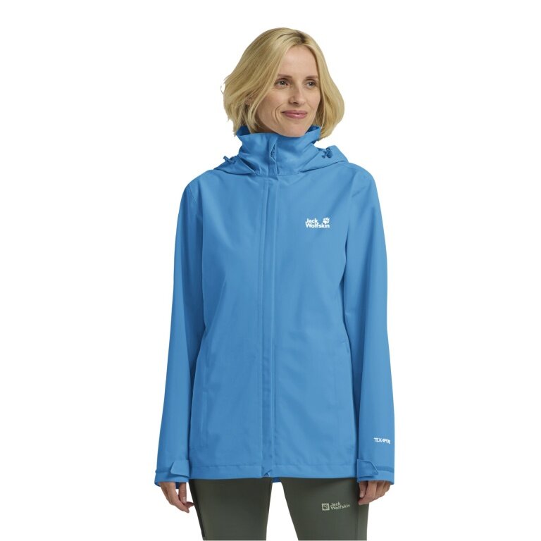 Jack Wolfskin Regenjacke Trailtime 2-Lagen (wasserdicht, atmungsaktiv) blau Damen
