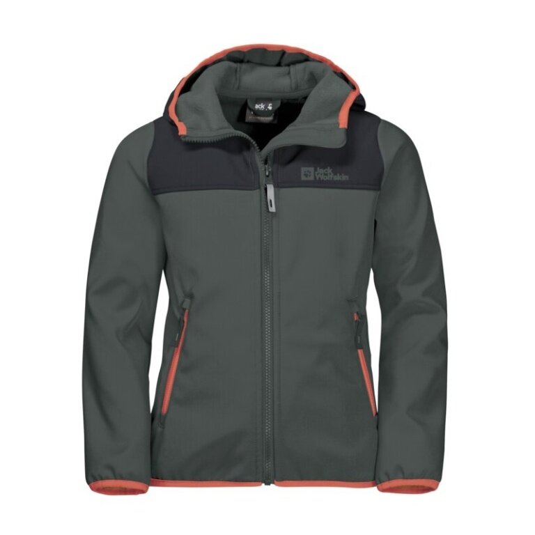 Jack Wolfskin Softshelljacke Fourwinds (wind-& wasserabweisend) dunkelgrün Kinder