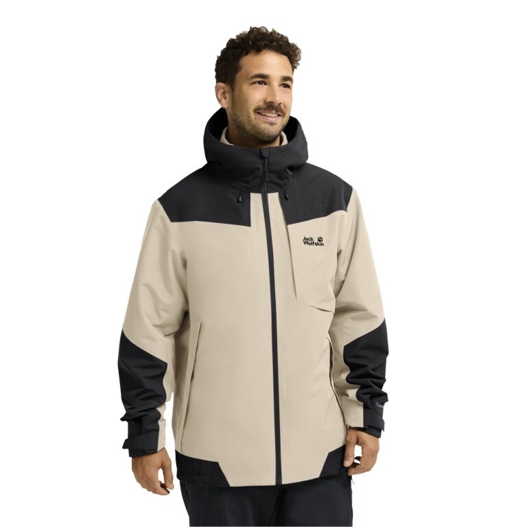 Jack Wolfskin Wanderjacke-/Regenjacke Flextrail 2-Lagen (wasserdicht, winddicht) beige/schwarz Herren
