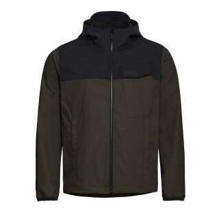 Jack Wolfskin Wanderjacke Mahani (UV-Schutz, leicht, atmungsaktiv) khakigrün/schwarz Herren