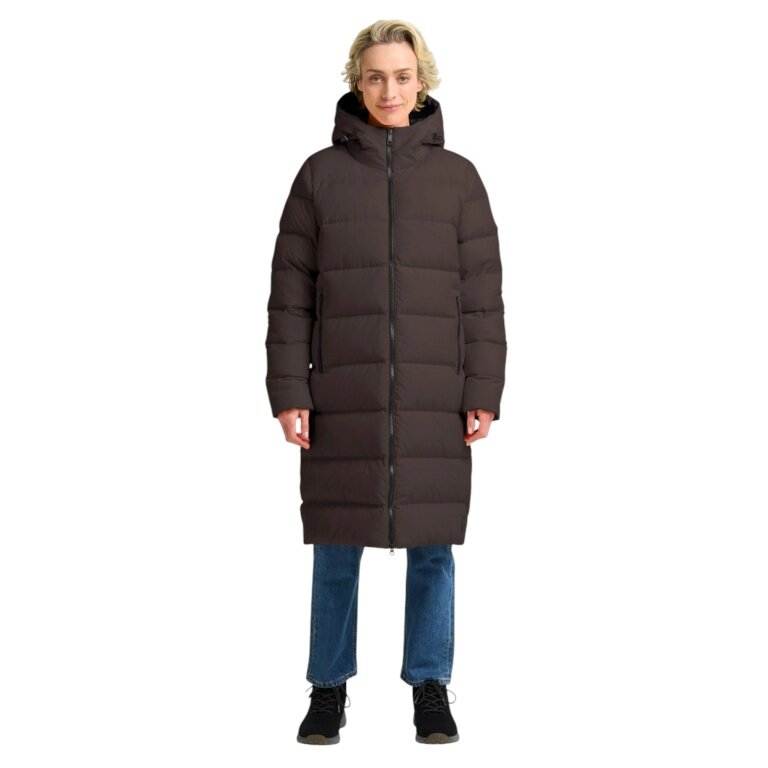 Jack Wolfskin Winter-Daunenmantel Frozen Palace Coat 2025 (winddicht, wasserabweisend) dunkelbraun Damen