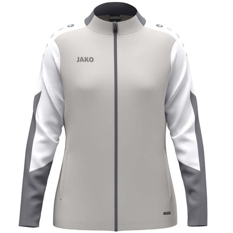 JAKO Polyesterjacke Dynamic (100% rec. Polyester) hellgrau/weiss/grau Damen