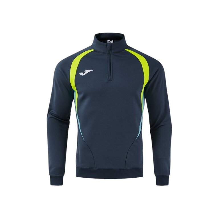 Joma Langarmshirt Championship 20 Sweatshirt (1/4 Zip, bequem, rec. Polyester) marineblau/neongelb Herren