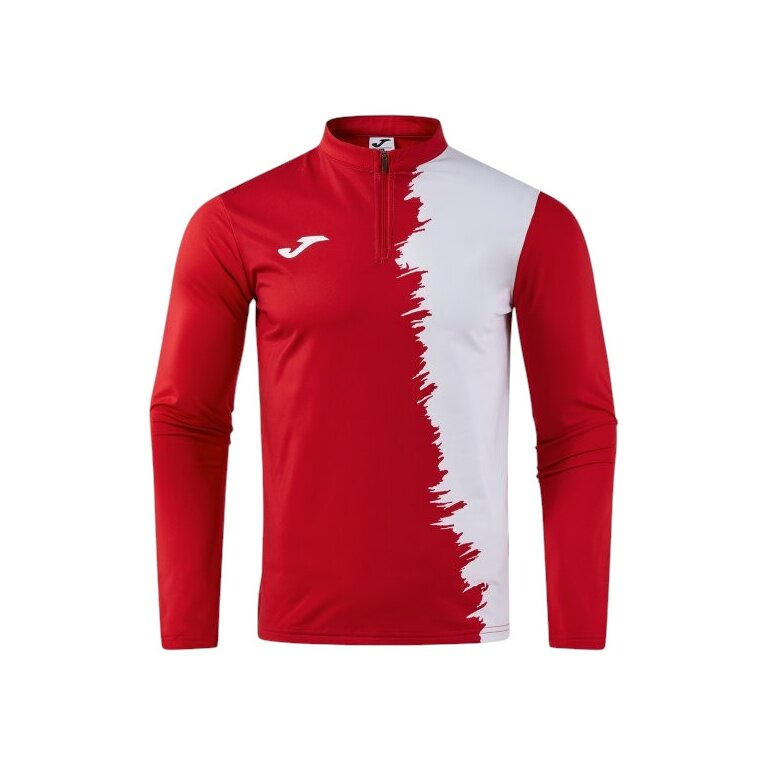 Joma Langarmshirt Picacho City Sweatshirt (1/4 Zip, strapazierfähig, bequeme Passform) rot/weiss Herren