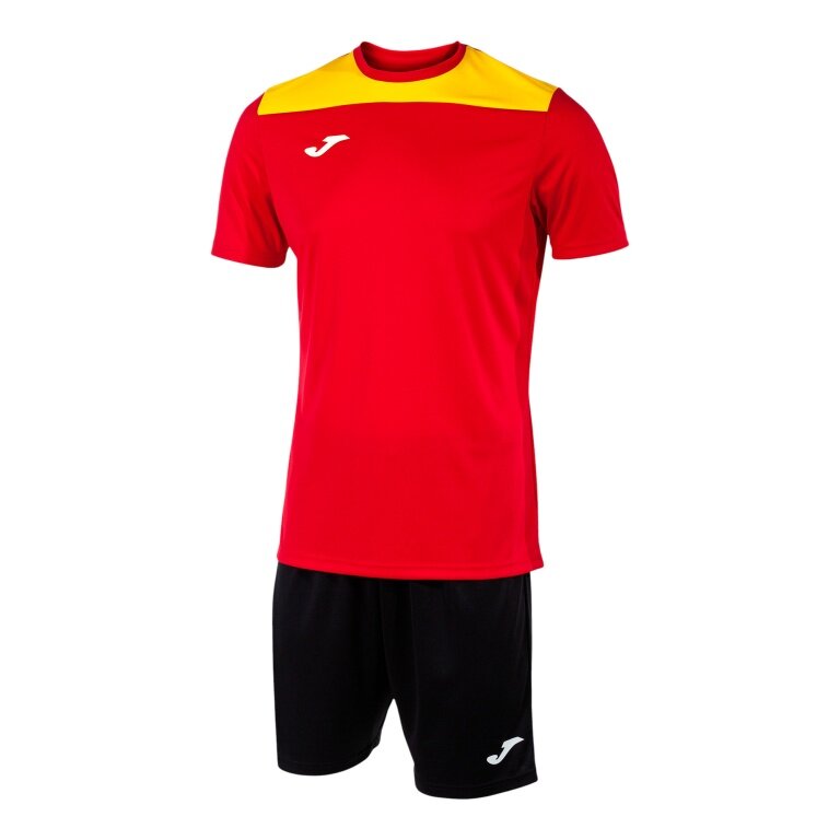 Joma Trainingsanzug (kurze Hose und kurzarm Shirt) Phoenix III Set rot/gelb/schwarz Herren