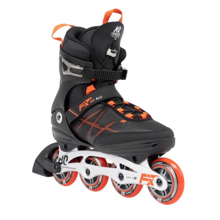 K2 Inline Skates F.I.T. 80 Alu (Rollen: 80mm/82A, Kugellager: ABEC 5) schwarz/orange Herren