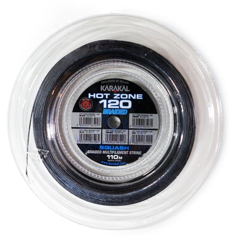 Karakal Squashsaite Hot Zone Braided 120 (Power+Kontrolle) 1.20mm schwarz 110m Rolle