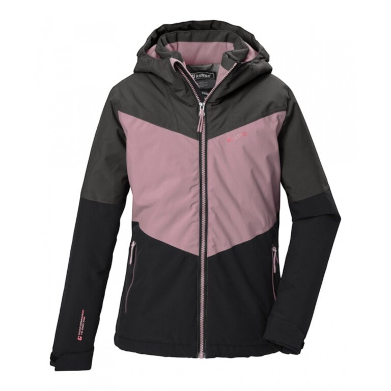 Killtec Funktionsjacke KOW 156 (mit Kapuze, winddicht, wasserdicht) dunkelgrau/pink Mädchen