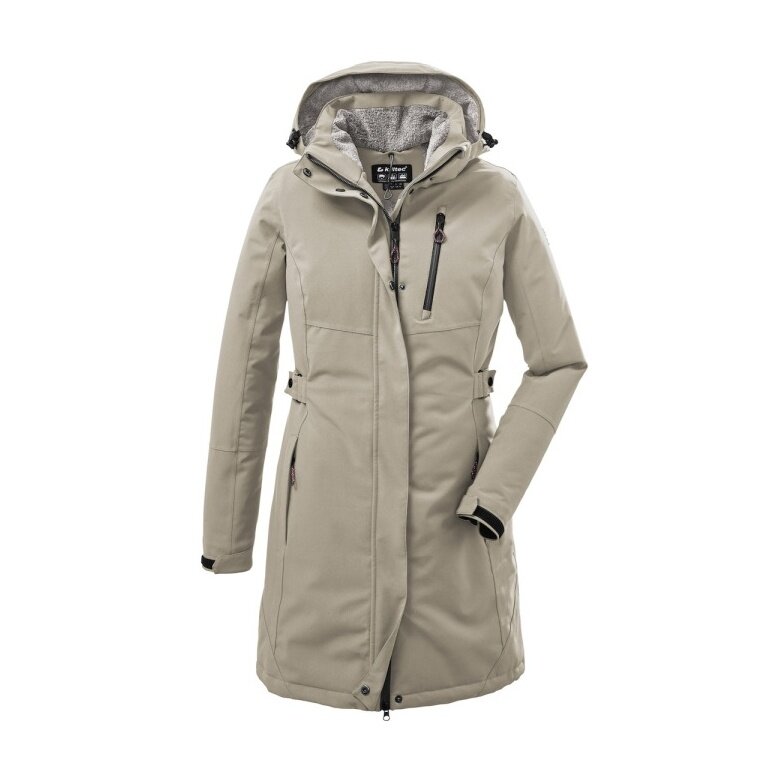 Killtec Wintermantel mit abzippbarer Kapuze (wasser- und winddicht, Parka) hell taupe Damen