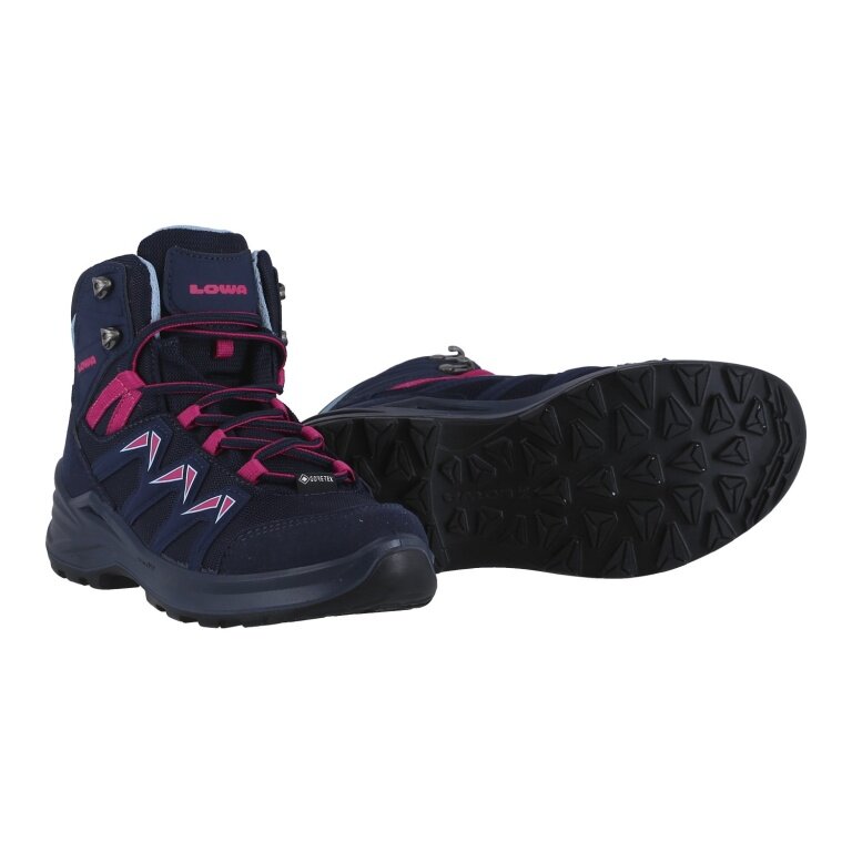 Lowa Wander-Travelschuhe Innox Pro MID GTX Junior (Synthetik/Textil, wasserdicht) navyblau/beere Kleinkinder
