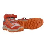 Lowa Wanderschuhe Maddox Pro Mid GTX Velcro Junior (Textil/Veloursleder, Klett­ver­schluss, wasserdicht) wüstenbeige/feuerrot Kinder