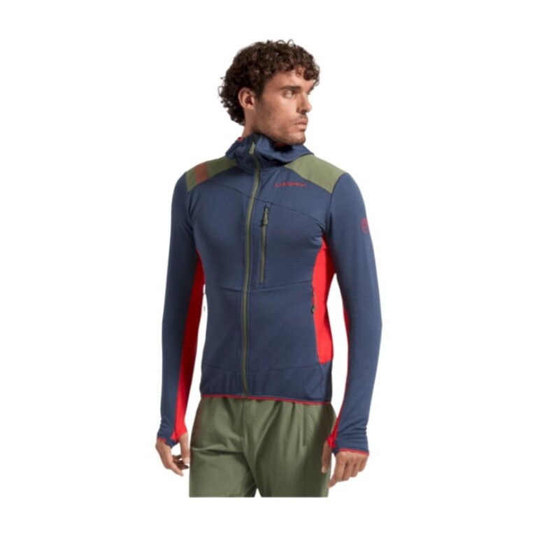 La Sportiva Fleecejacke Aequilibrium Thermal Hoody (mit Kapuze, atmungsaktiv) nachtblau/rot Herren