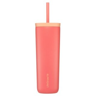 LifeStraw Thermobecher Go Steel Tumbler Isolierter aus Edelstahl, mit Wasserfilter, mit Trinkhalm - aprikose/pink - 500 ml