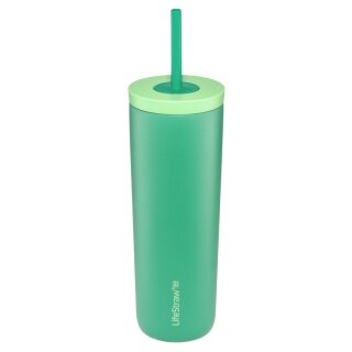 LifeStraw Thermobecher Go Steel Tumbler Isolierter aus Edelstahl, mit Wasserfilter, mit Trinkhalm - grün - 500 ml