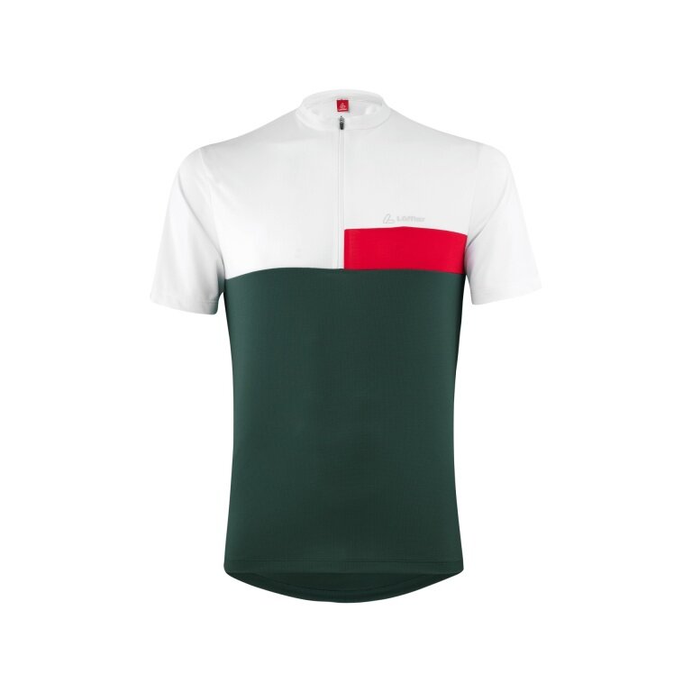 Löffler Fahrrad-Shirt Bike Half-Zip Mondo (Zip-Rückentasche, schnelltrocknend) forestgrün/weiss Herren