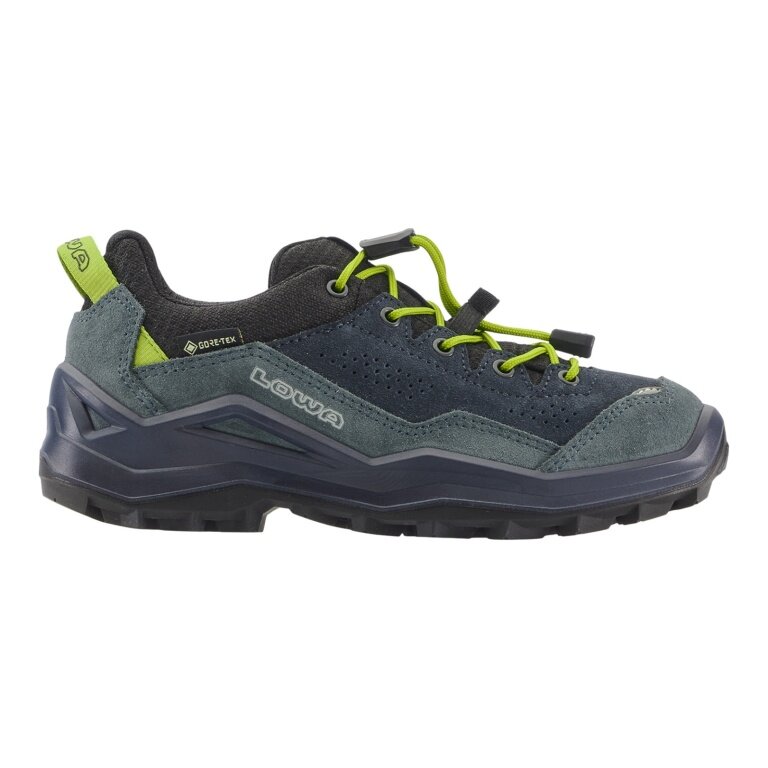 Lowa Wanderschuhe Wandax LO GTX (Veloursleder/Synthetik, wasserdicht) dunkelpetrol/lime Kinder