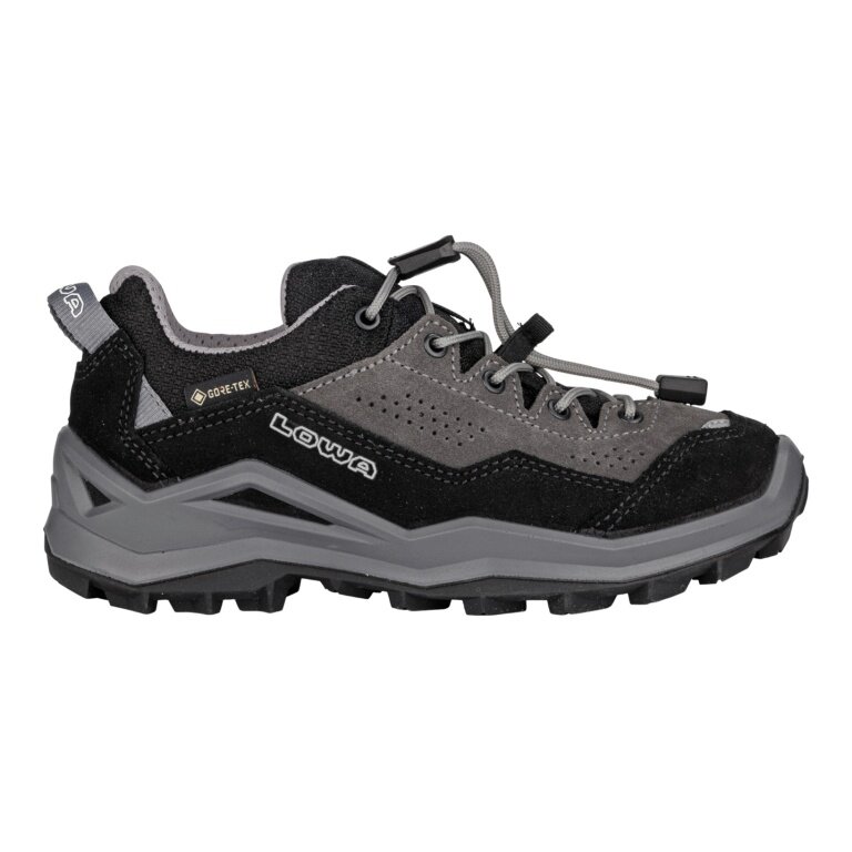 Lowa Wanderschuhe Wandax LO GTX (Veloursleder/Synthetik, wasserdicht) schwarz/grau Kleinkinder