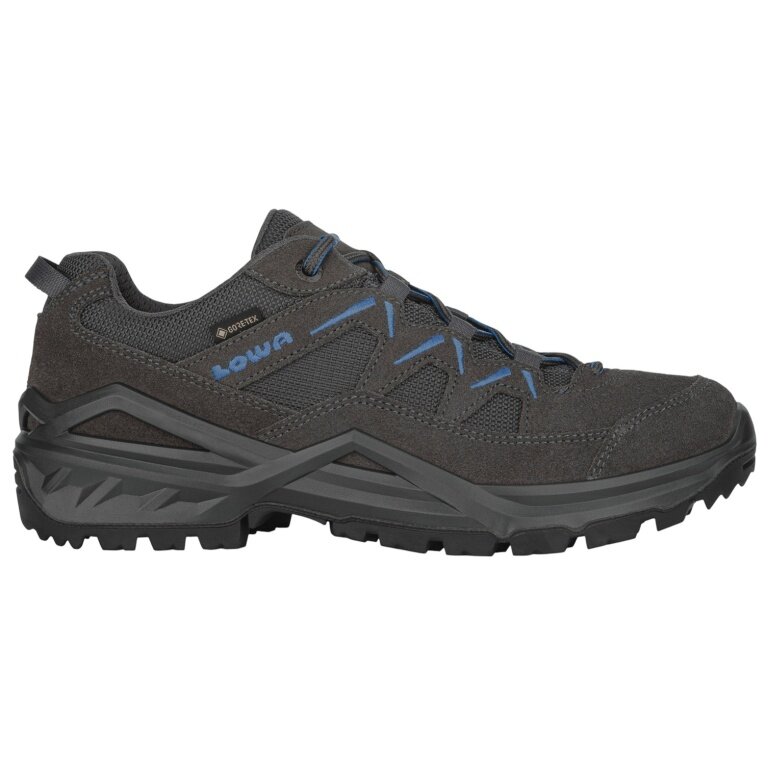 Lowa Wanderschuhe Sirkos Evo Low GTX (Veloursleder/Textil, wasserdicht) grau/blau Herren