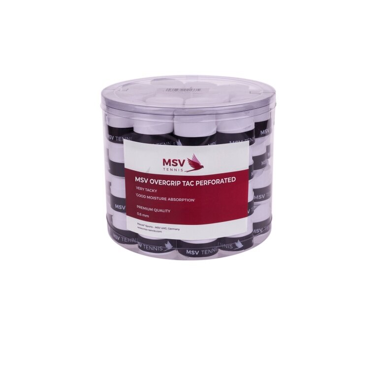 MSV Overgrip Tac Perforated 0.6mm (Schweissabsorption/Haltbarkeit) weiss 60er Dose
