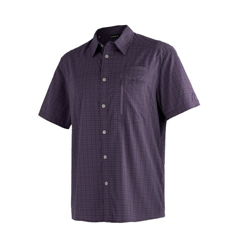 Maier Sports Reise-/Wanderhemd Mats (optimale Bewegungsfreiheit, Brusttasche) violett Herren