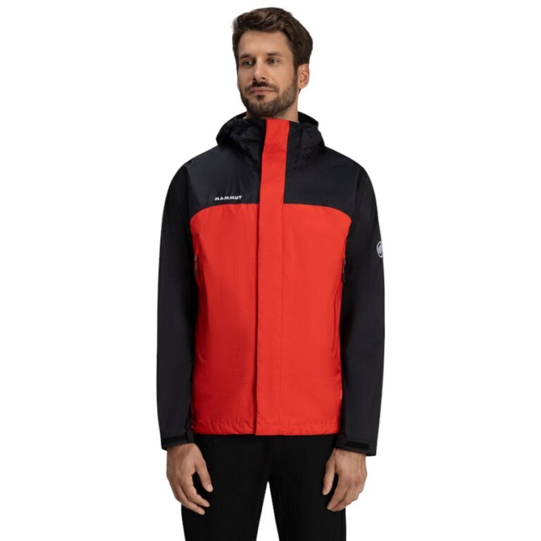 Mammut Hardshell-Wanderjacke Microlayer 2.0 HS Hooded (2.5-Lagen, atmungsaktiv) schwarz/rot Herren