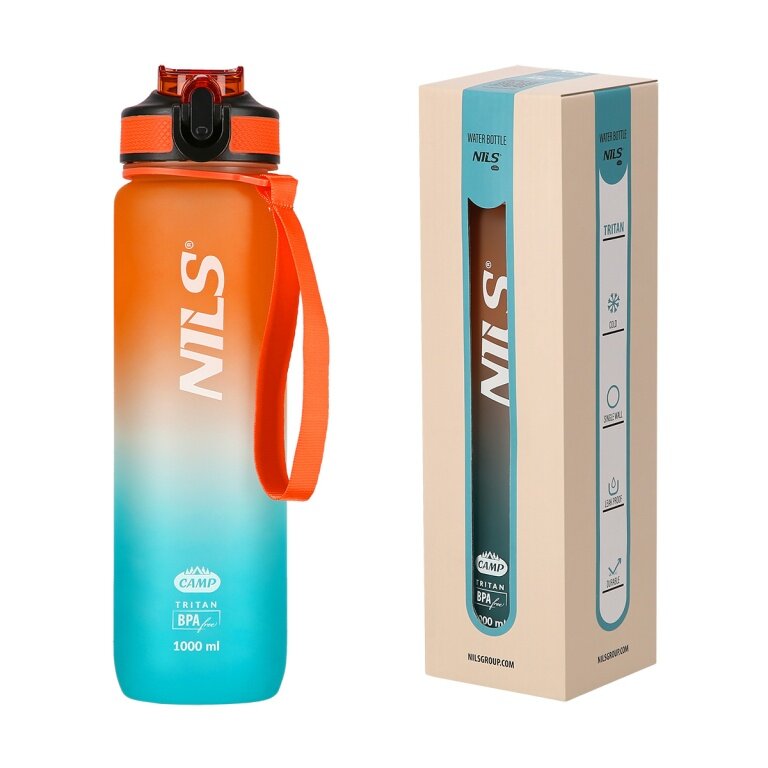 Nils Camp Trinkflasche NCD68 Tritan (BPA frei) 1000ml orange/blau
