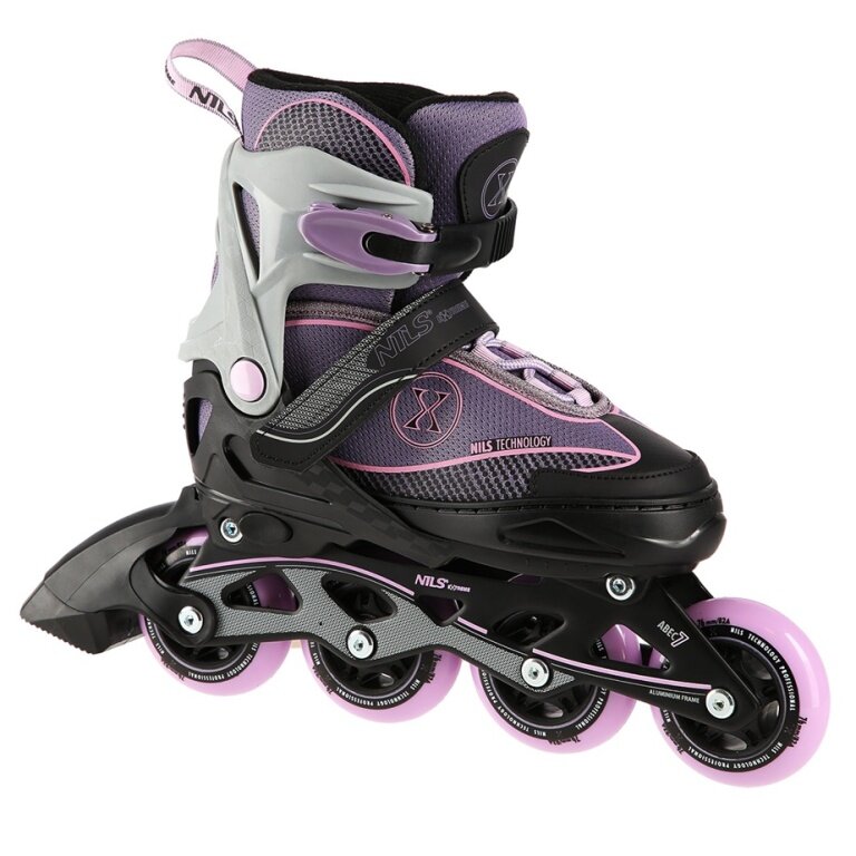 Nils Extreme Inline Skates NA11008 (Rollen: 76/80mm/82A, Kugellager: ABEC 7) grau/violett Damen