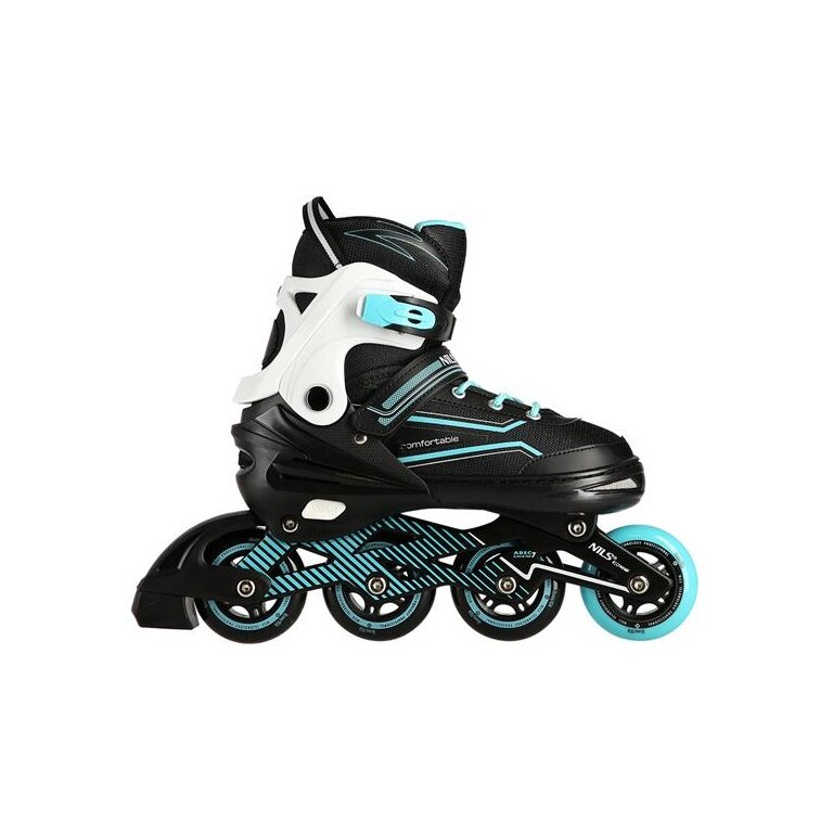 Nils Extreme Inline Skates NA1169A (Rollen: 72/76mm/82A, Kugellager: ABEC 7) schwarz/türkis Damen