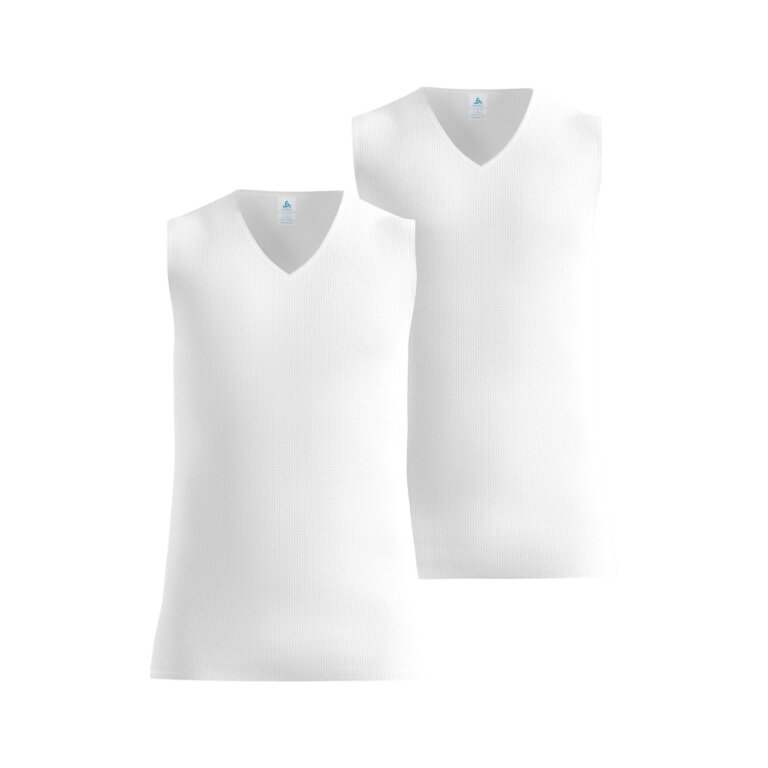 Odlo Funktionsunterwäsche Singlet Active Light mit Ausschnitt weiss Herren - 2er Pack