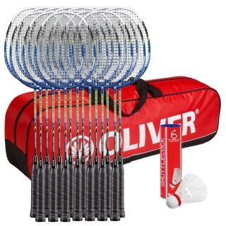 OLIVER Schulsport-Set I - 15x Badmintonschläger Fresh, 1x Racketbag, 6x Bälle