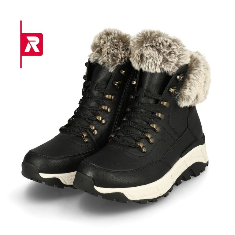 Rieker Winterstiefel Evolution W0063-00 (Stiefel mit seitlichen Reissverschluss und Innenfutter) schwarz/weiss Damen