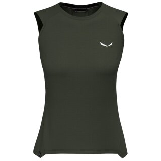 Salewa Tank-Top Puez Merino Hybrid (Merinowolle, ideale Thermoregulation) olivegrün Damen