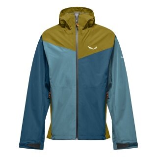 Salewa Trekking-Wanderjacke Puez Powertex (2,5-Lagen Hardshelljacke, wind- und wasserdicht) blau/olive Herren