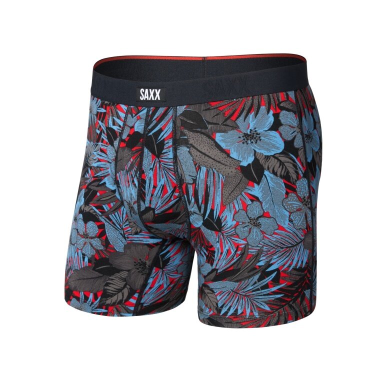 SAXX Boxershorts Vibe Xtra Soft Comfort Boxer Brief Fly Blätter blau/schwarz Herren - 1 Stück