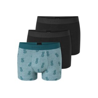 Schiesser Unterwäsche Boxershorts 95/5 Webgummibund 925 Herren-Shorts schwarz/grün Herren - 3 Stück