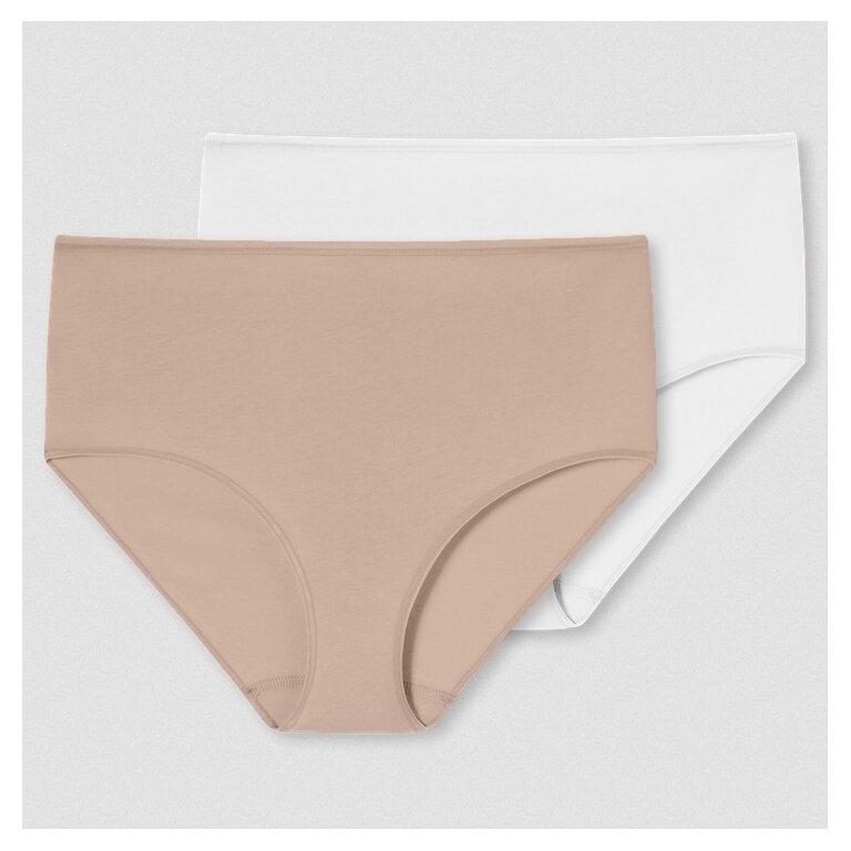 Schiesser Midi Slip 95/5 Organic Cotton Unterwäsche weiss/beige Damen - 2 Stück